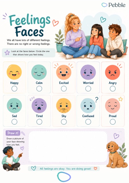 Preview of the Feelings faces worksheet