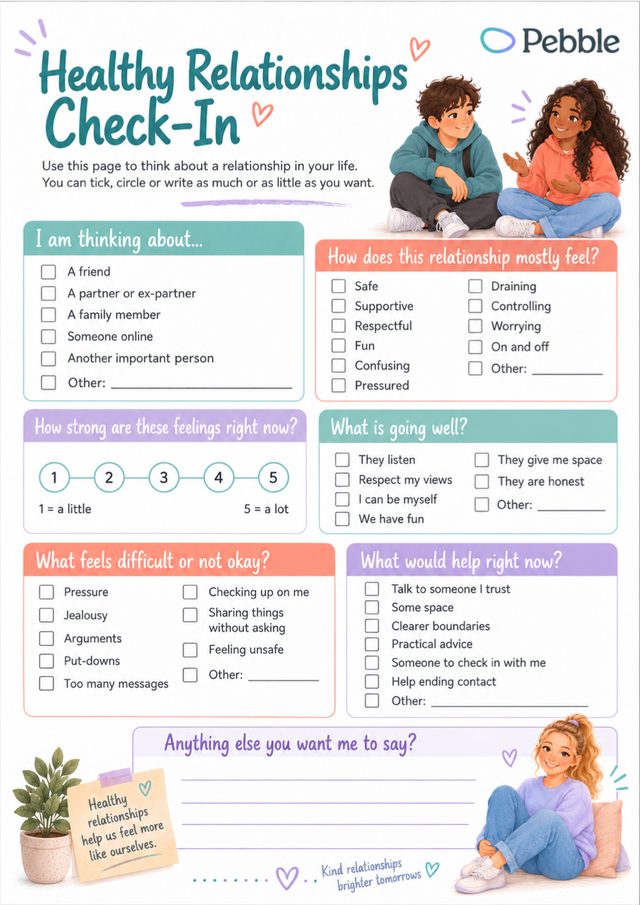 Preview of the Healthy relationships check-in worksheet