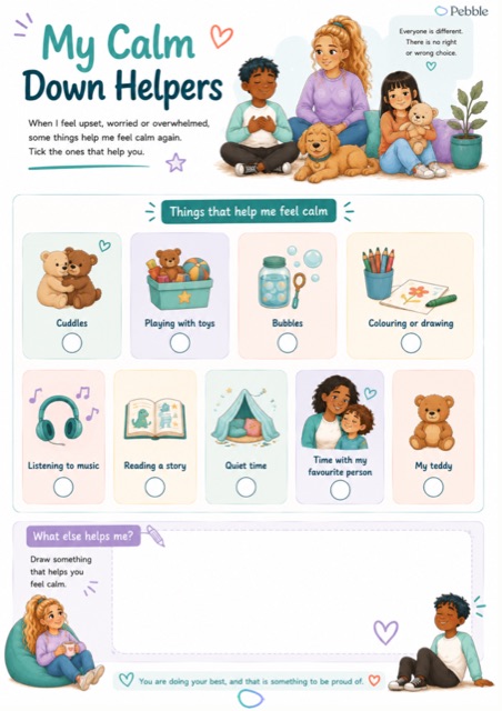 Preview of the My calm down helpers worksheet