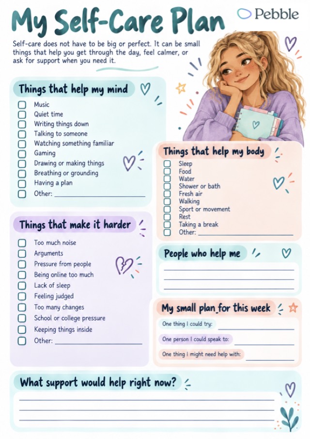 Preview of the My self-care plan worksheet