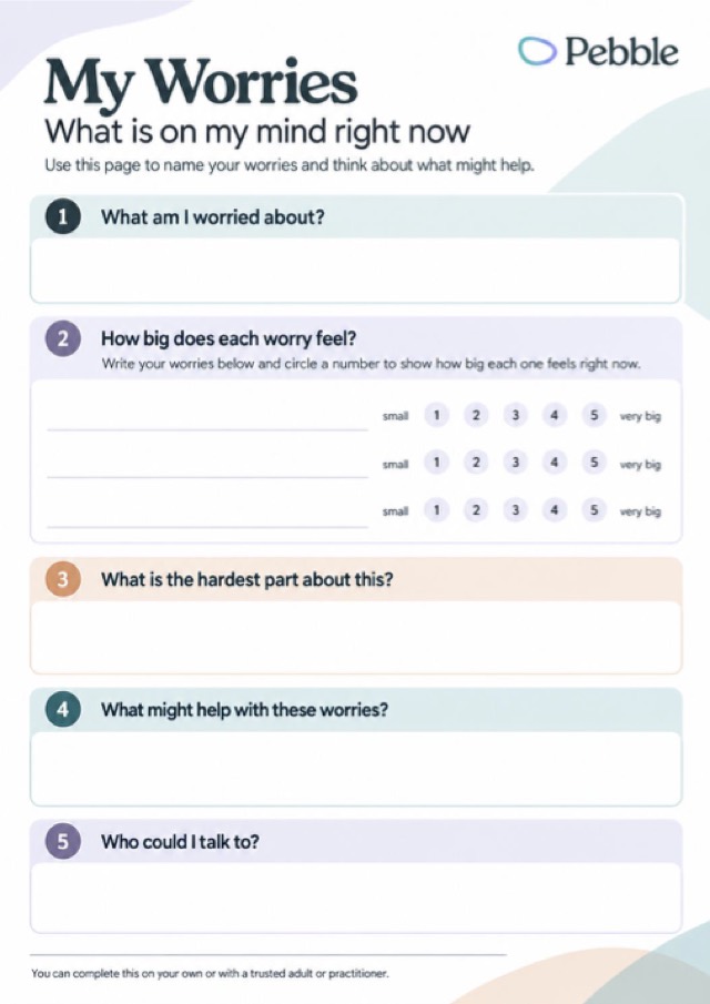 Preview of the My worries worksheet