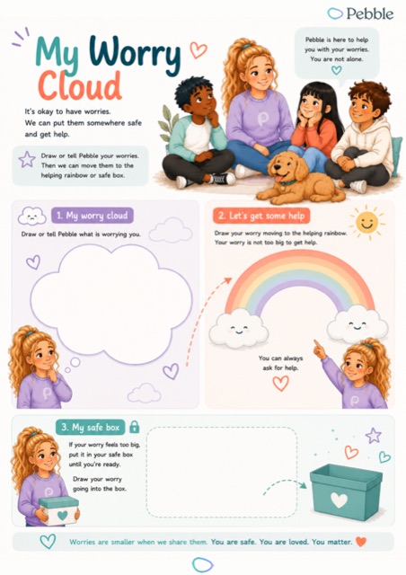 Preview of the My worry cloud worksheet