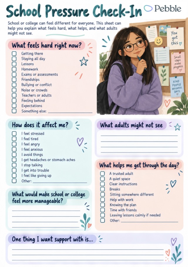 Preview of the School pressure check-in worksheet