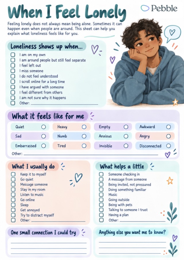 Preview of the When I feel lonely worksheet